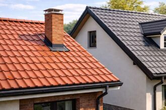 Dachy w Płocku pokazujące różne rodzaje pokrycia i konstrukcji dachowych, które wymagają adaptacji przy budowie poddasza.